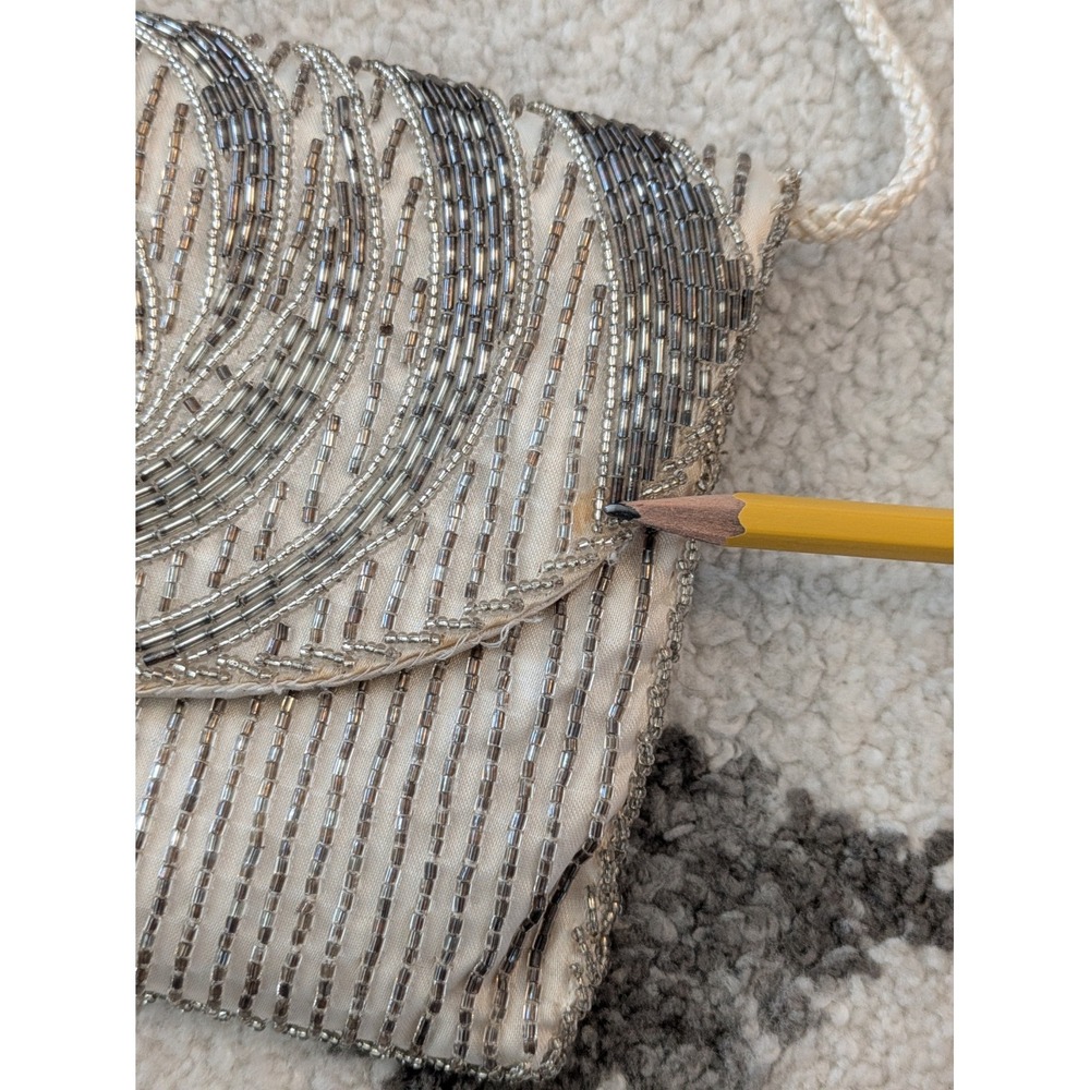Vintage Walborg Spiral Beaded Clutch Crossbody Purse Evening Bag - Picture 8 of 11